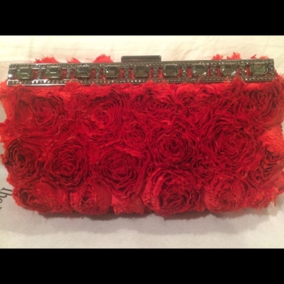 Valentino Handbags - Valentino Crystal embellished Silk Rosette Clutch